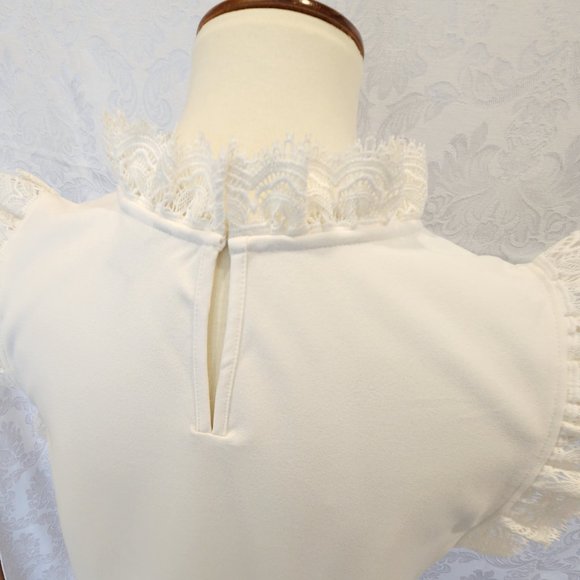 Ann Taylor Cream Lace Sleeveless Top S - Picture 6 of 12